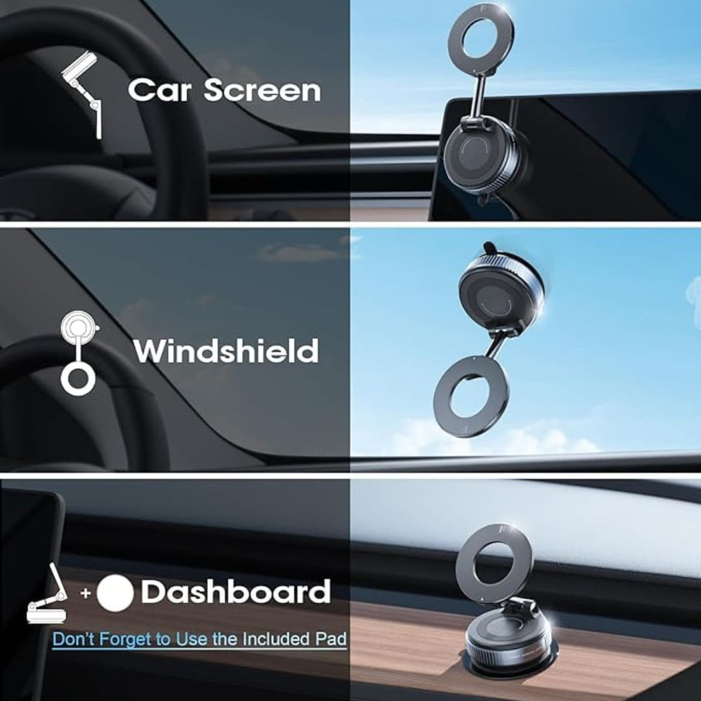 Magnetic Car Phone Holder – Dashboard Mount (Strong Grip)